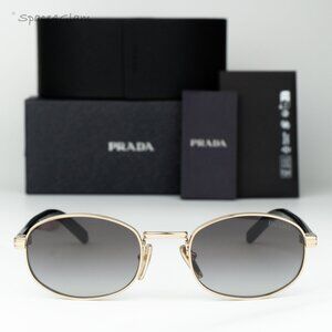 Prada Men Sunglasses Gold Grey Gradient Oval PRB53S ZVN02C NEW AUTHENTIC